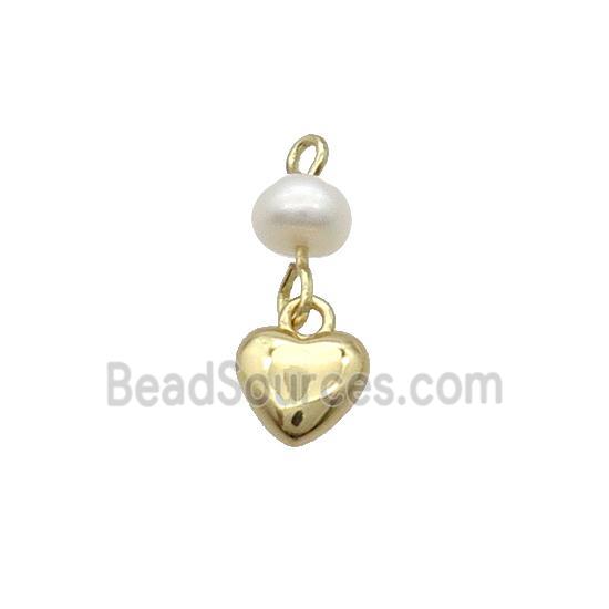 Copper Heart Pendant With Pearl Gold Plated