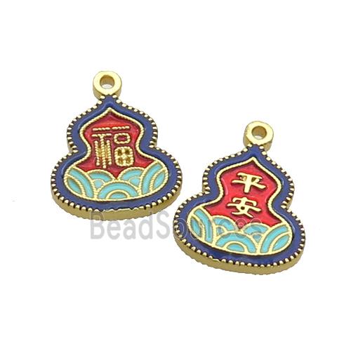 Copper Gourd Pendant Fu Multicolor Enamel Gold Plated