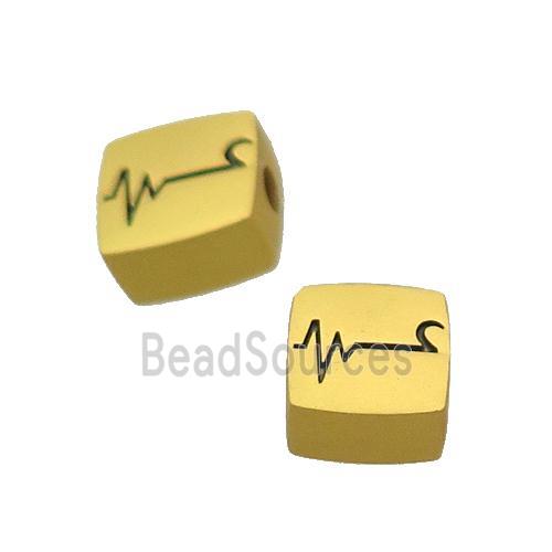 Copper Square Beads Large Hole Unfade Gold Plated