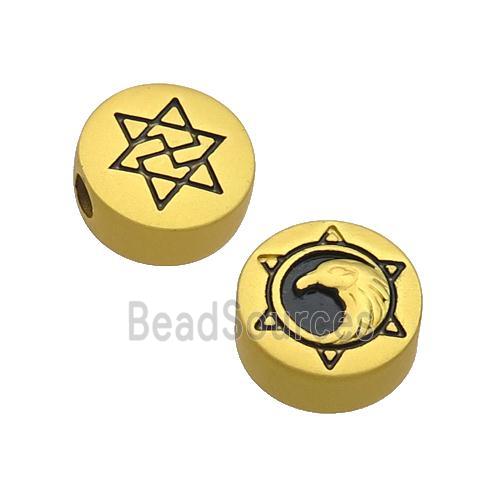 Copper Button Beads David Star Large Hole Unfade Gold Plated