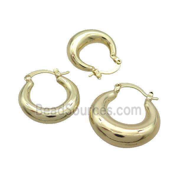 Copper Latchback Earring Polished Hollow Gold Plated