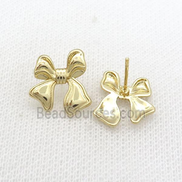 Copper Bow Stud Earring Knot Gold Plated