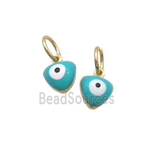 Copper Heart Pendant Eye Teal Enamel Gold Plated