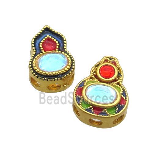 Copper Gourd Beads Multicolor Enamel Unfade Gold Plated Mixed