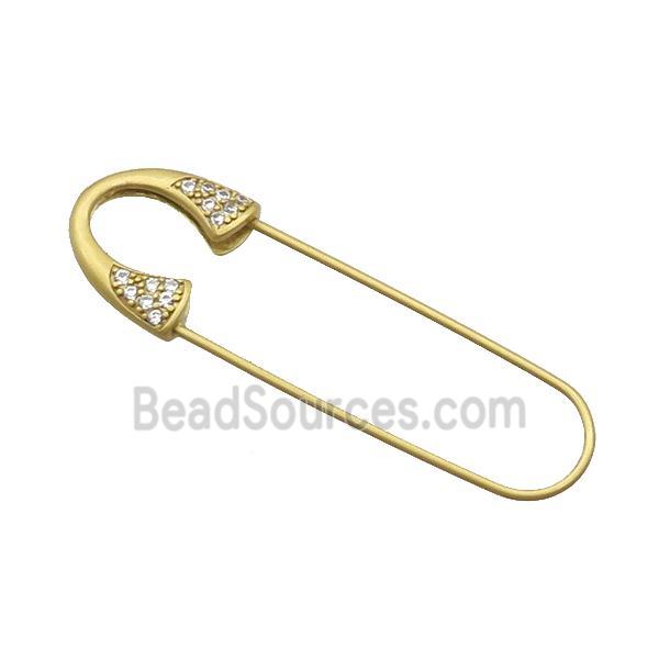 Copper Safety Pin Pave Zirocn Unfade Gold Plated