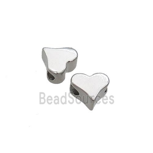 Copper Heart Beads Platinum Plated