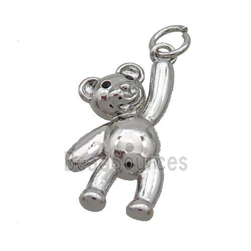 Copper Bear Pendant Platinum Plated