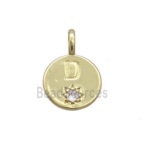 Copper Circle Pendant Pave Zircon D-letter Gold Plated