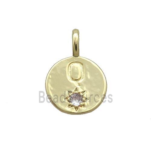 Copper Circle Pendant Pave Zircon Q-letter Gold Plated