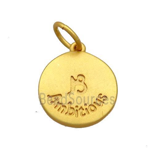 Copper Circle Pendant Zodiac Capricorn 18K Gold Plated