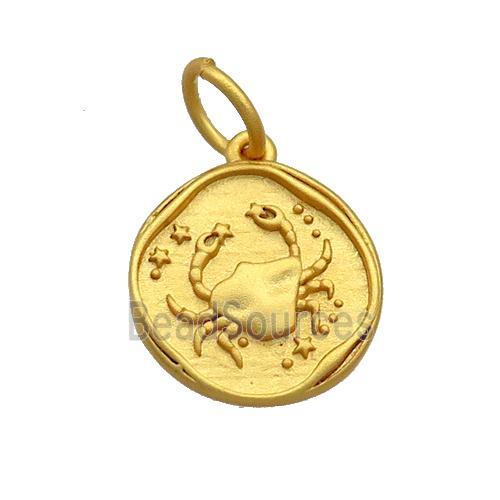 Copper Circle Pendant Zodiac Cancer 18K Gold Plated