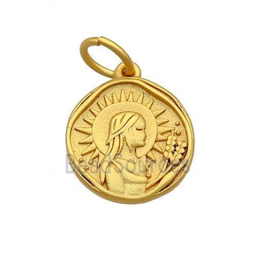 Copper Circle Pendant Zodiac Virgo 18K Gold Plated