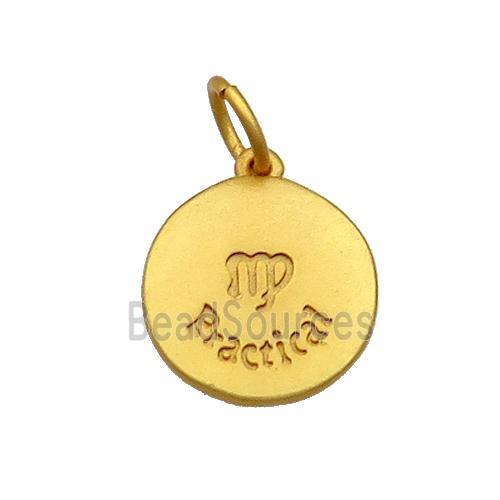 Copper Circle Pendant Zodiac Virgo 18K Gold Plated