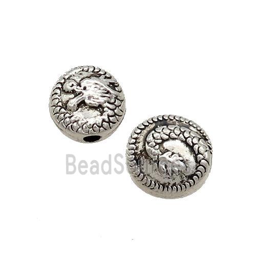 Tibetan Style Zinc Coin Beads Dragon Antique Silver