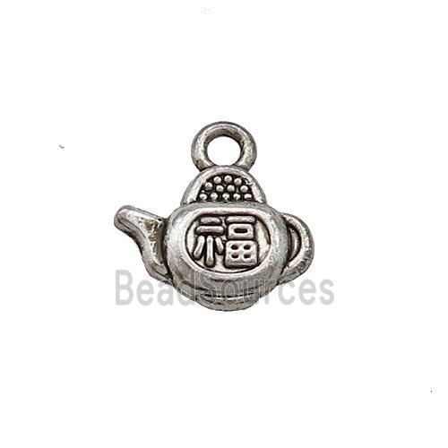 Tibetan Style Zinc Teapot Pendant Fu Antique Silver