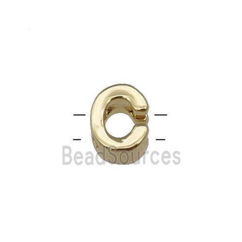 Copper Letter C Beads 2holes Gold Plated