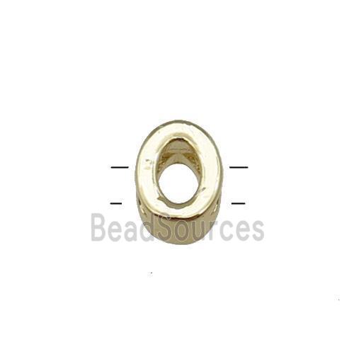 Copper Letter O Beads 2holes Gold Plated