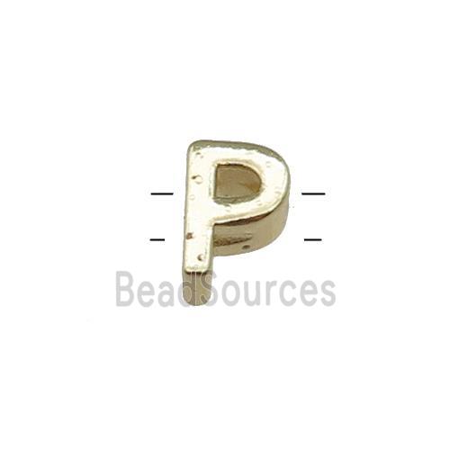 Copper Letter P Beads 2holes Gold Plated