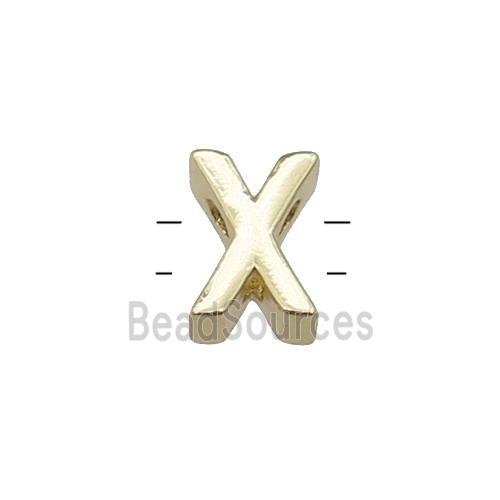 Copper Letter X Beads 2holes Gold Plated