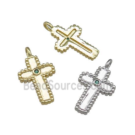 Copper Cross Pendant Pave Zircon Mixed