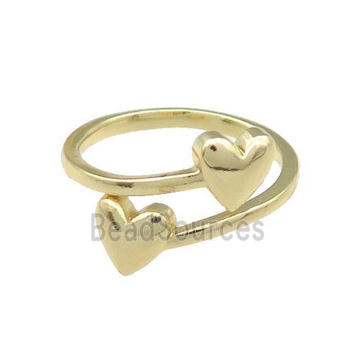 Copper Heart Rings Gold Plated