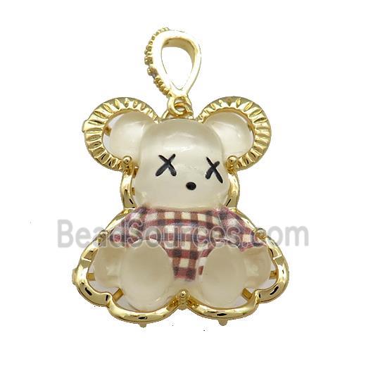 White Acrylic Rabbit Pendant Gold Plated