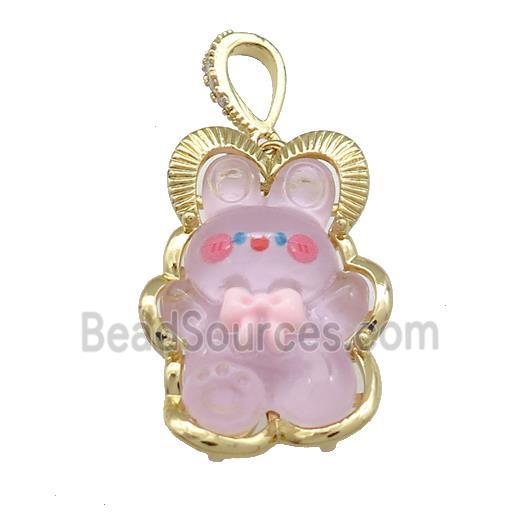 Purple Acrylic Rabbit Pendant Gold Plated