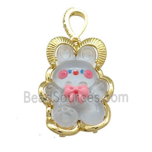 Blue Acrylic Rabbit Pendant Gold Plated