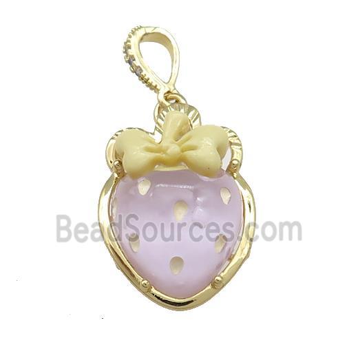 Purple Acrylic Strawberry Pendant Gold Plated