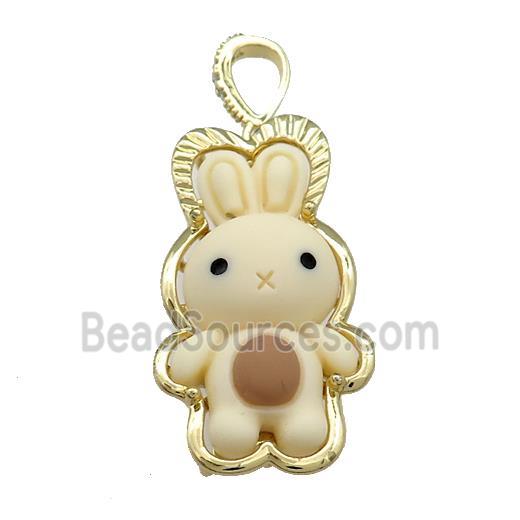 Khaki Resin Rabbit Pendant Gold Plated
