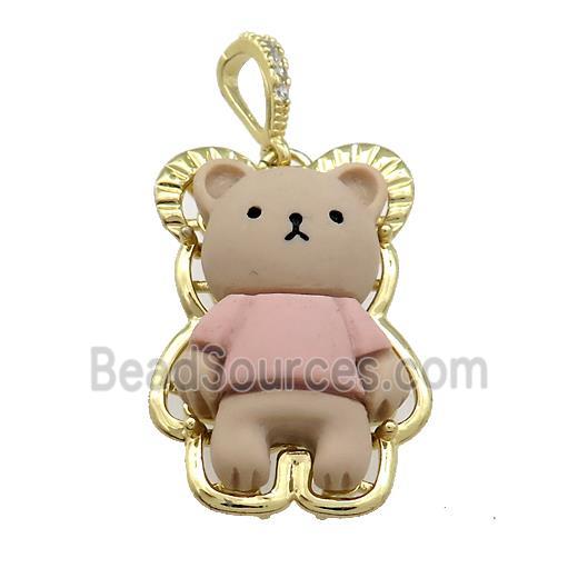 Coffee Resin Bear Pendant Gold Plated