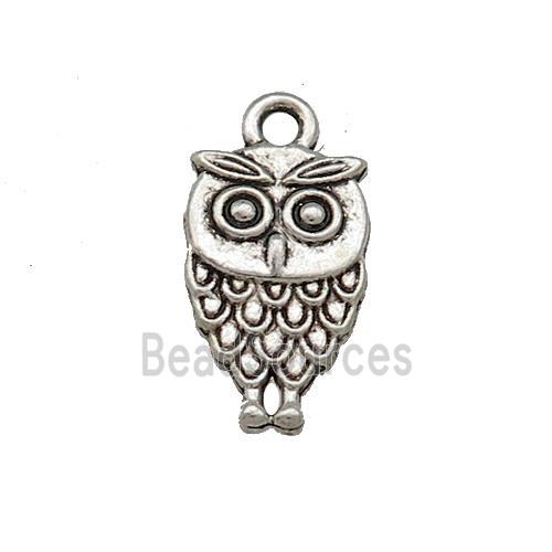 Tibetan Style Zinc Owl Pendant Antique Silver