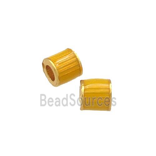 Copper Tube Beads Yellow Cloisonne Large Hole 18K Gold Plated