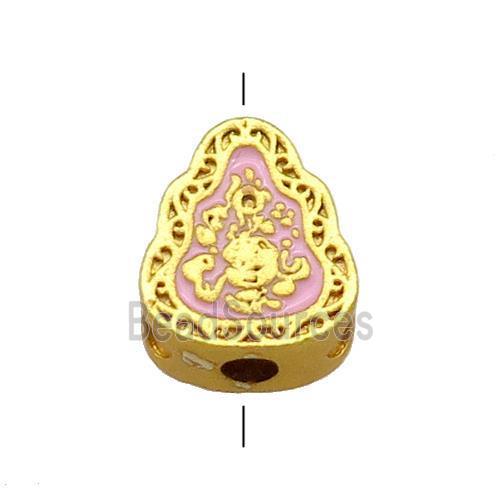 Copper Teardrop Beads Pink Cloisonne 18K Gold Plated