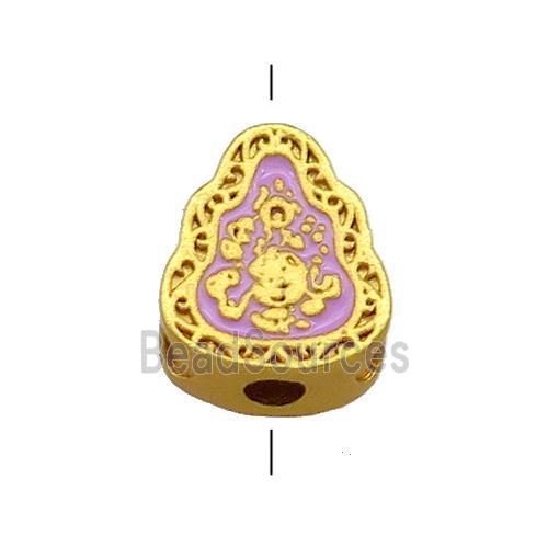 Copper Teardrop Beads Lavender Cloisonne 18K Gold Plated