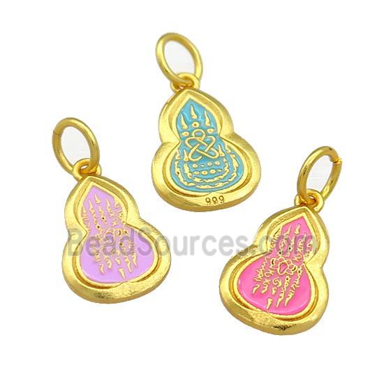 Copper Gourd Pendant Cloisonne Buddhist 18K Gold Plated Mixed