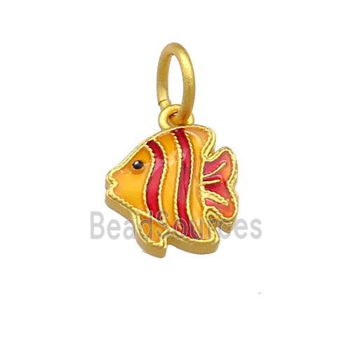 Copper Fish Pendant Multicolor Cloisonne 18K Gold Plated