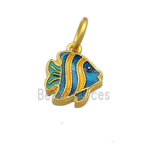 Copper Fish Pendant Multicolor Cloisonne 18K Gold Plated