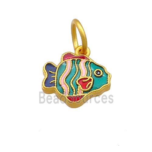 Copper Fish Pendant Multicolor Cloisonne 18K Gold Plated