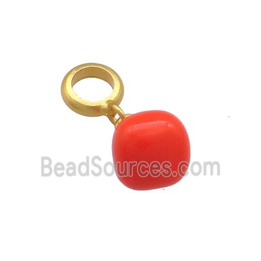 Copper Tomato Charms Pendant Red Enamel 18K Gold Plated