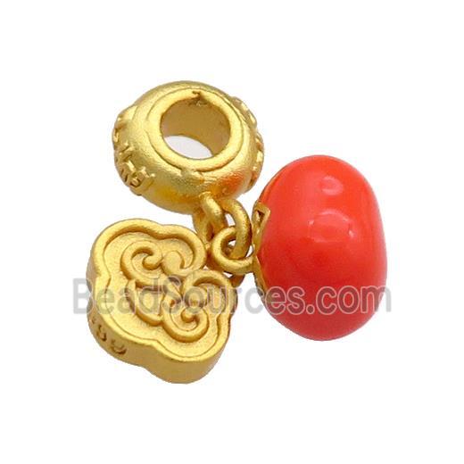 Copper Tomato Charms Pendant Red Enamel 18K Gold Plated