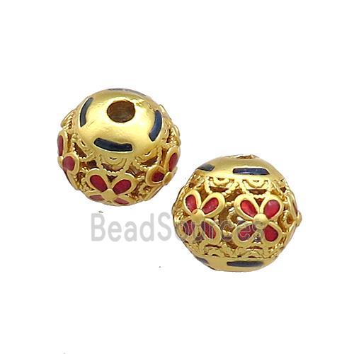 Copper Round Beads Painted Gold Plated