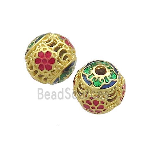 Copper Round Beads Painted Gold Plated