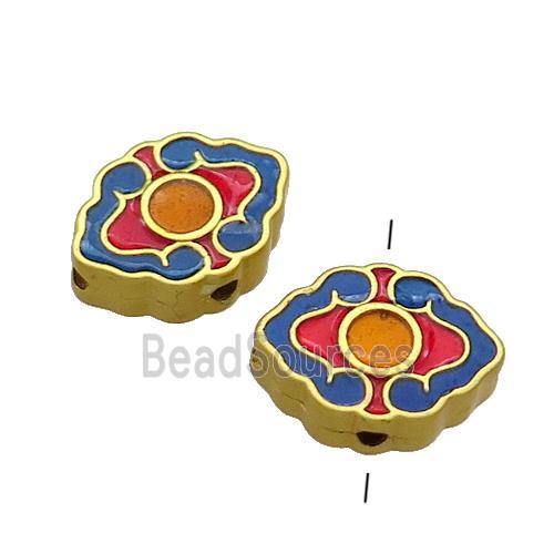 Copper Beads Multicolor Painted Gold Plated