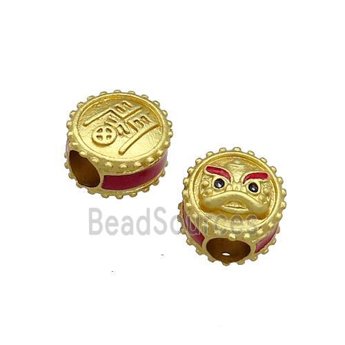 Copper Tiger Beads Painted Large Hole Gold Plated