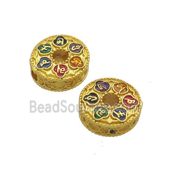 Copper Coin Beads Painted Zodiac Gold Plated