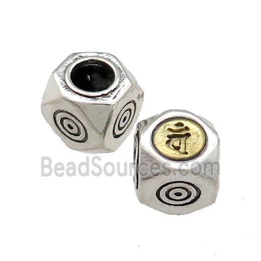 Tibetan Style Chinese Lucky Beads Copper Cube Antique Silver Gold