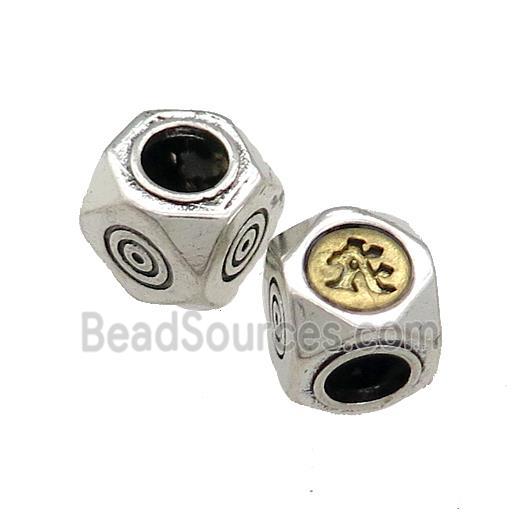 Tibetan Style Chinese Lucky Beads Copper Cube Antique Silver Gold