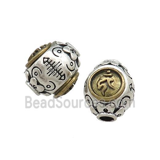 Tibetan Style Copper Round Beads Buddhist OM Meditation Antique Silver Bronze