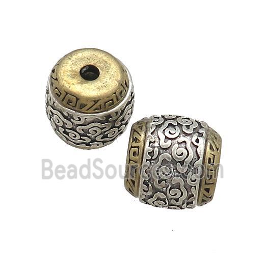 Tibetan Style Barrel Beads Lucky Cloudy Antique Silver Bronze